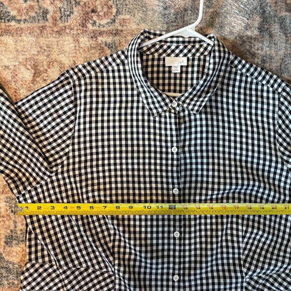 J. Jill Women's Plus Classic B/W Gingham Check Button-Front Shirt Top Blouse 2X - Picture 6 of 9